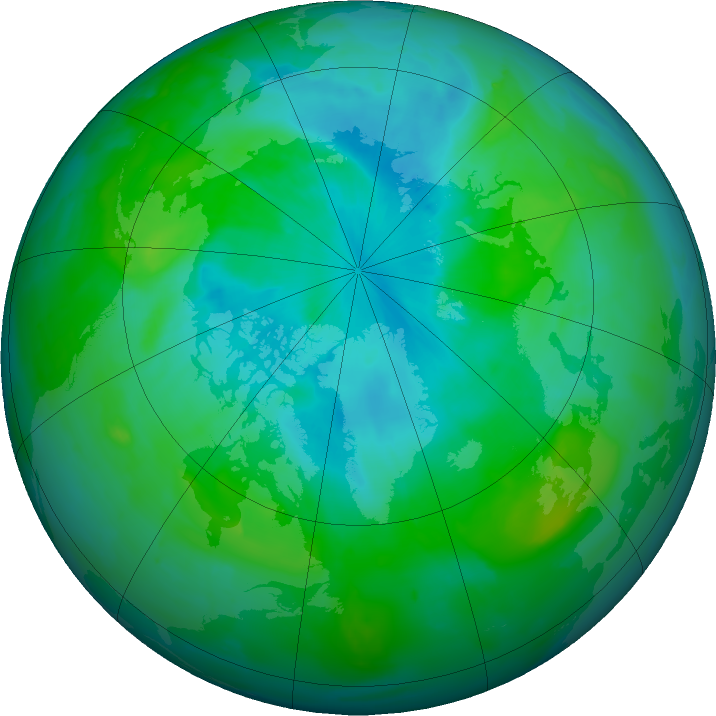 Arctic ozone map for 07 August 2011